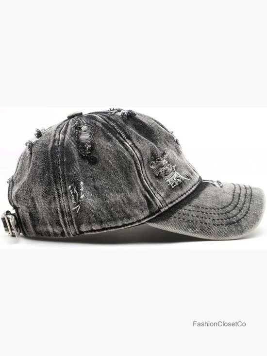 Unconstructed Cotton Denim Baseball Cap Vintage Distressed Dad Hat Trucker